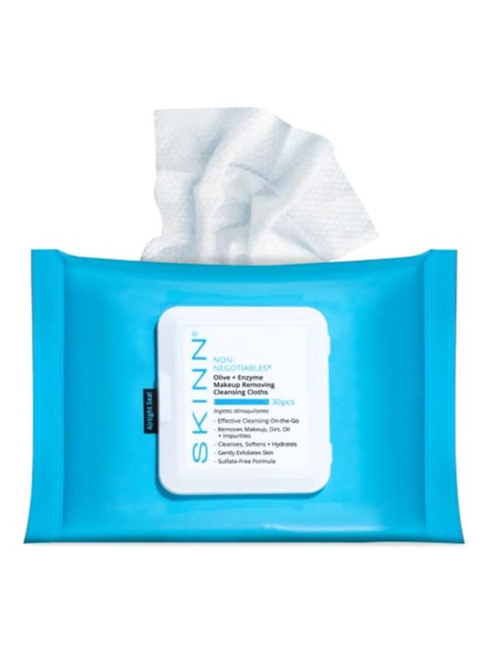 SKINN Facial Cleansing Makeup Remover Wipes - Gentle Exfoliation